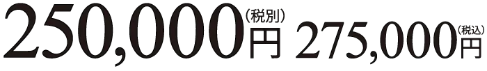 250,000円(税別) 275,000円(税込)
