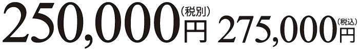 250,000円(税別) 275,000円(税込)