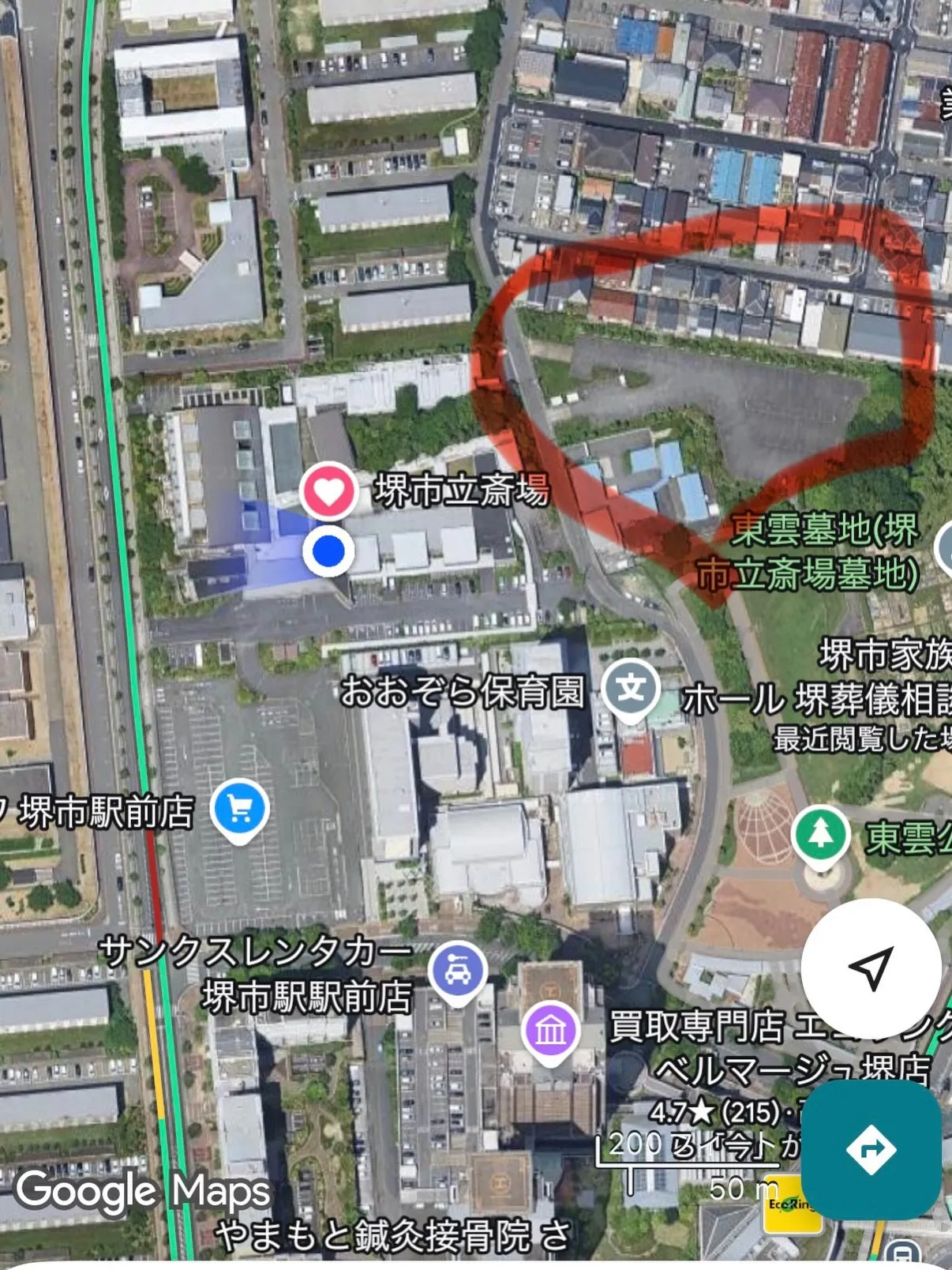 堺市立斎場の駐車場が